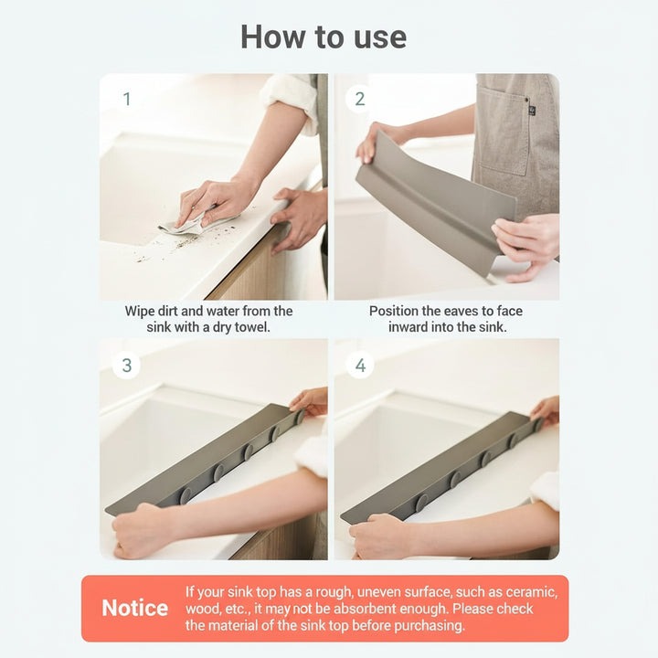 Kitchen Sink Splash Guard - Keep Your Counter Dry & Clean